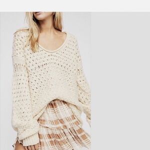Free People Crashing Waves Pullover Sweater Ivory Size S